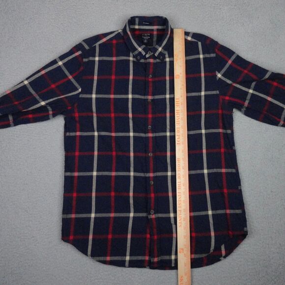 J Crew Shirt Mens Medium Blue Plaid Brushed Twill Classic Fit Button Down Preppy - Picture 9 of 12